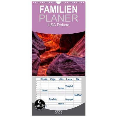 Familienplaner 2027 - USA Deluxe mit 5 Spalten (Wandkalender, 21 x 45 cm) CALVENDO