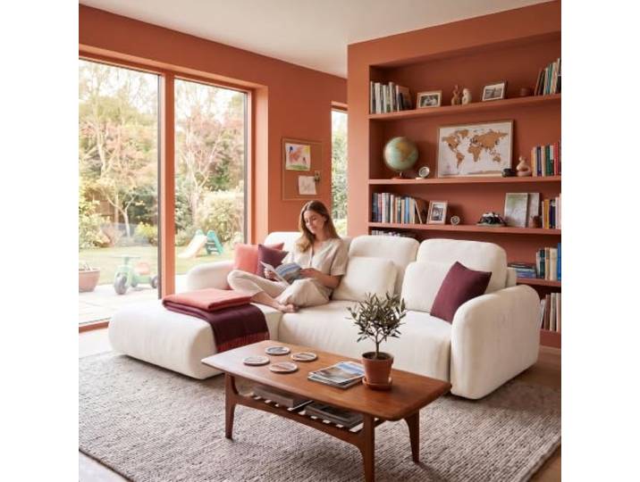 Muffo Nest L Ecksofa Schlaffunktion Bettkasten Weiß 280 cm Ecksofa, ausziehbar, Bettkasten, Schlaffunktion, freistehend, Doha Stoff, Easy Clean, modern