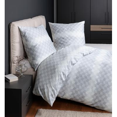Bettwäsche JANINE "moments 98128 08", silbergrau, B/L: 200cm x 220cm, 2 Stk., 2 Stk., Mako-Satin, B/L: 80cm x 80cm & 80cm x 80cm, Mako-Satin, Obermaterial: 100% Baumwolle, Bettwäsche, Bettwäsche, mit Reißverschluss