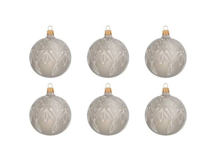 Weihnachtskugel 6er-Set Lexi - Farbe: hellgrau - Material: Glas - 949