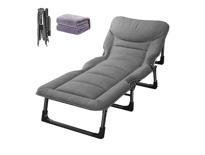 EBzvblxm Tragbares Klappbett mit Stahlrahmen Grau, 2 Größen, Camping, Büro, Zuhause, Gäste, Wohnheim, Wohnzimmer: Schlafen(Gray B,170*60*30cm)
