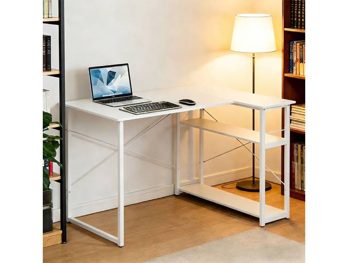 BUREAU - MIPAN - TABLE DE BUREAU - AVEC 2 COMPARTIMENTS DE RANGEMENT - 120*70*75CM - BLANC