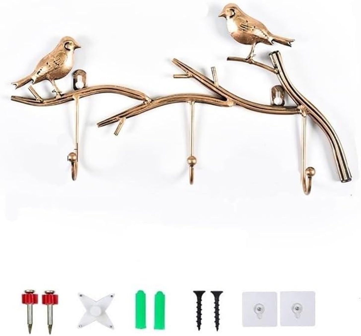 Gouden Wandkapstok met Haken van IJzer - 42 cm