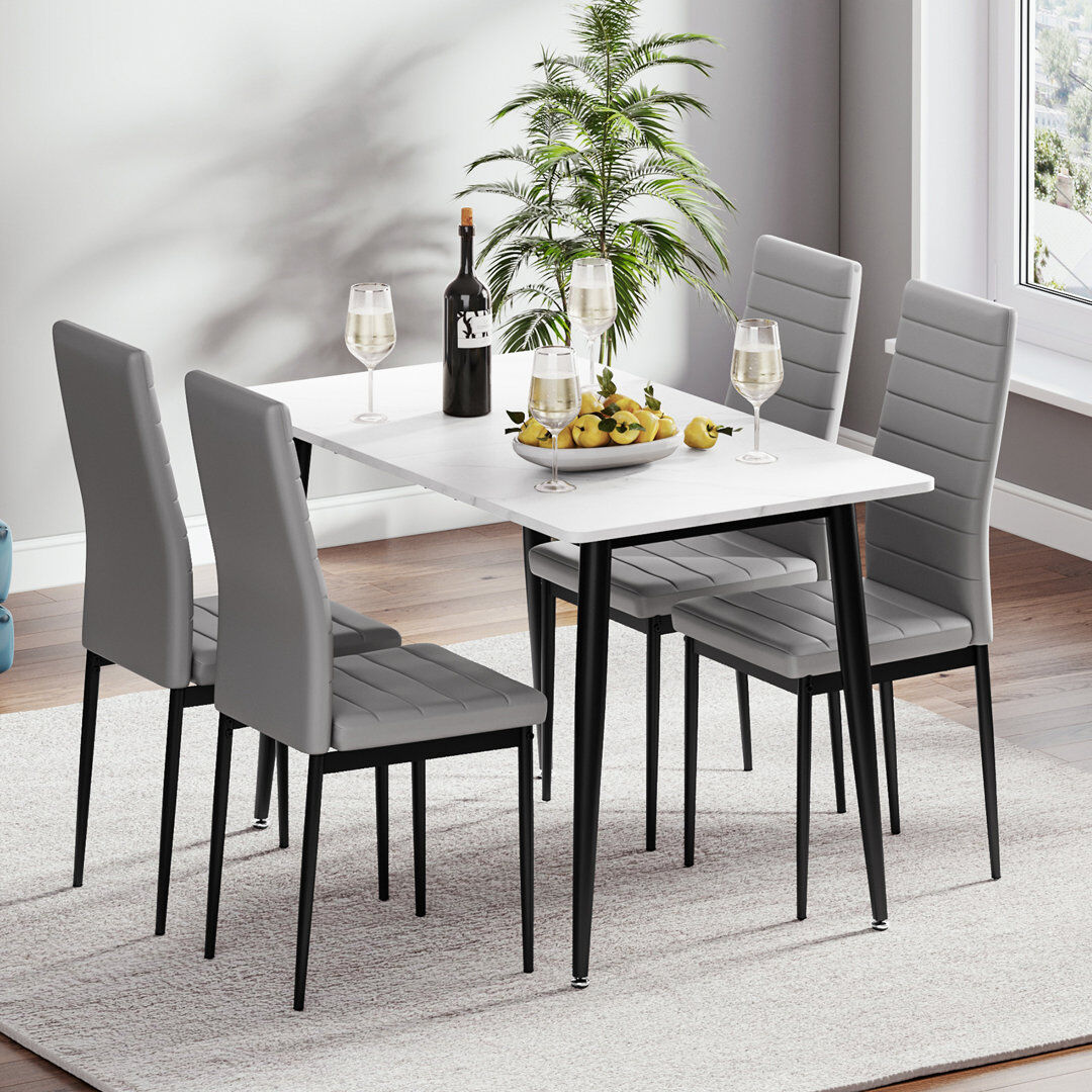 17 Stories Dining Set Grey/White / Black