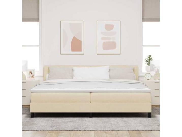 KTHLBRH Doppelbett Box Spring Creme 200 x 200 cm Kopfteil verstellbar, 2 Höhen, Schaumstoff und Taschenfedern, Unterstützung 280 kg