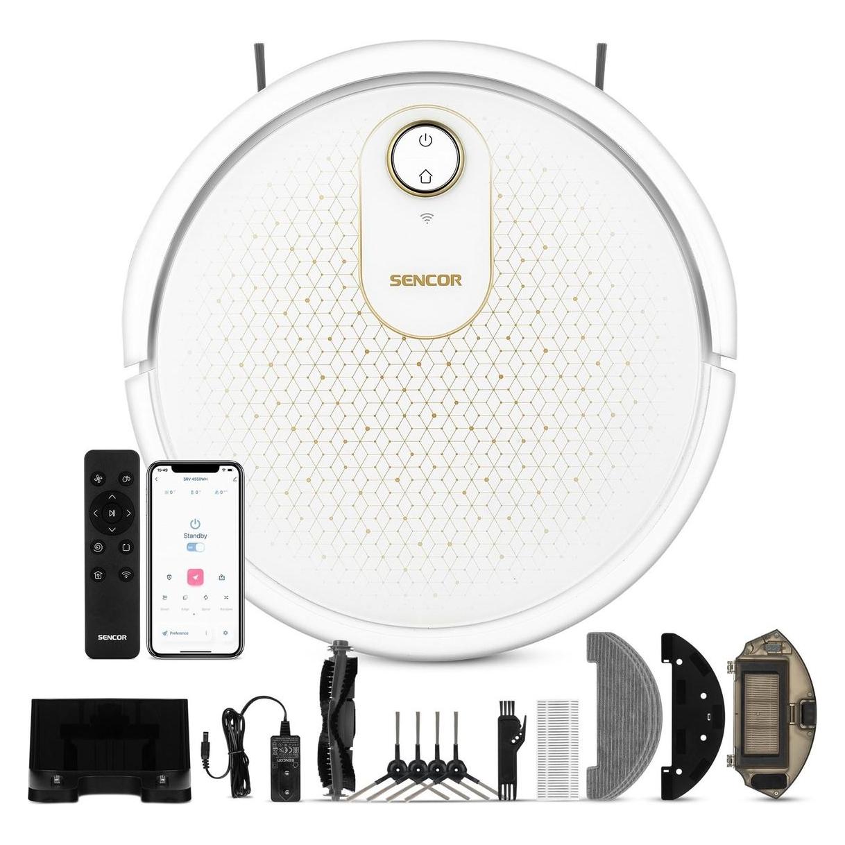 Sencor SRV 4550WH weiss / Roboterstaubsauger / Saugen Wischen / 28W / 59dB / 2600mAh (Wischtuch) (8590669360031)