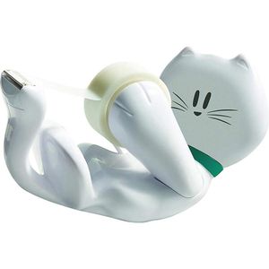 Scotch Klebebandabroller Magic Cat-810, weiß, Tischabroller für Klebeband 19mm x 33m