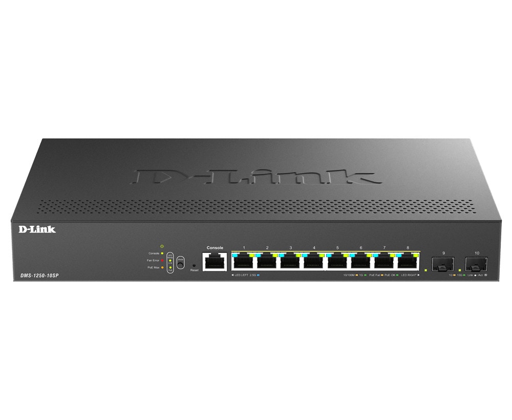 D-Link DMS-1250-10SP/E Smart Managed 8-Port-Multi-Gigabit-Switch