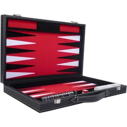 Longfield Backgammon 15", rot/schwarz/weiss eingelegt (2 Spieler)