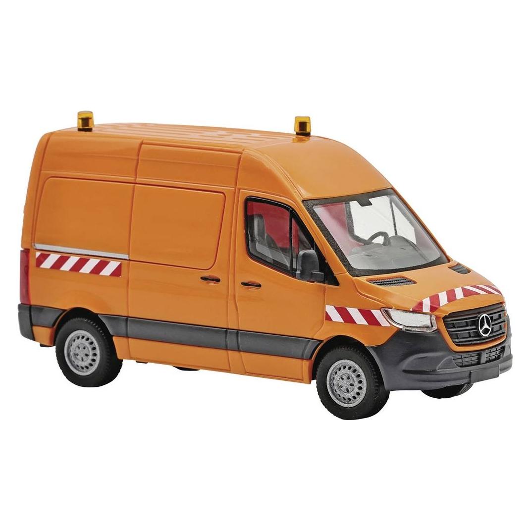 Busch 54008 H0 Bus Modell Mercedes Benz Sprinter kurzer Radstand Hochdach, orang (54008)