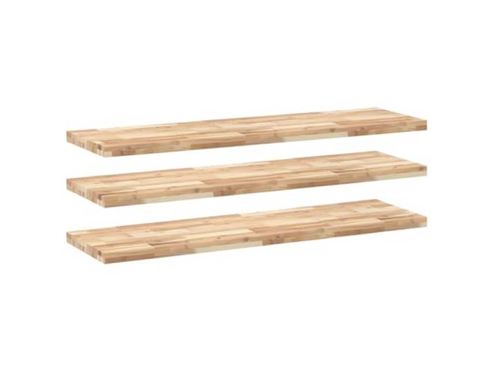 Tmriohed Schweberegal 3er Set 120x40x4 cm Massivholz Akazie Unbehandelt Drei unbehandelte Massivholz-Wandboards aus Akazie zur individuellen Gestaltung in Schlafzimmer, Küche oder Wohnzimmer.