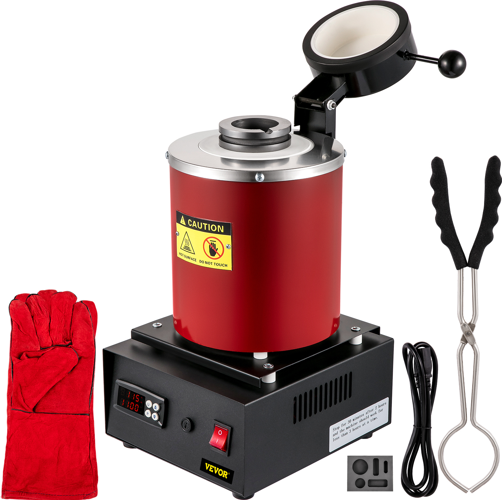 VEVOR Digital Goldschmelzofen Maschine 3 KG, Graphittiegel Schmelzofen 1150 °C, 1750 W Schmelzofen Elektrisch PID-Modul, Metallschmelzofen für Metall Gold Silber Kupfer Schmuckverarbeitung 220 V
