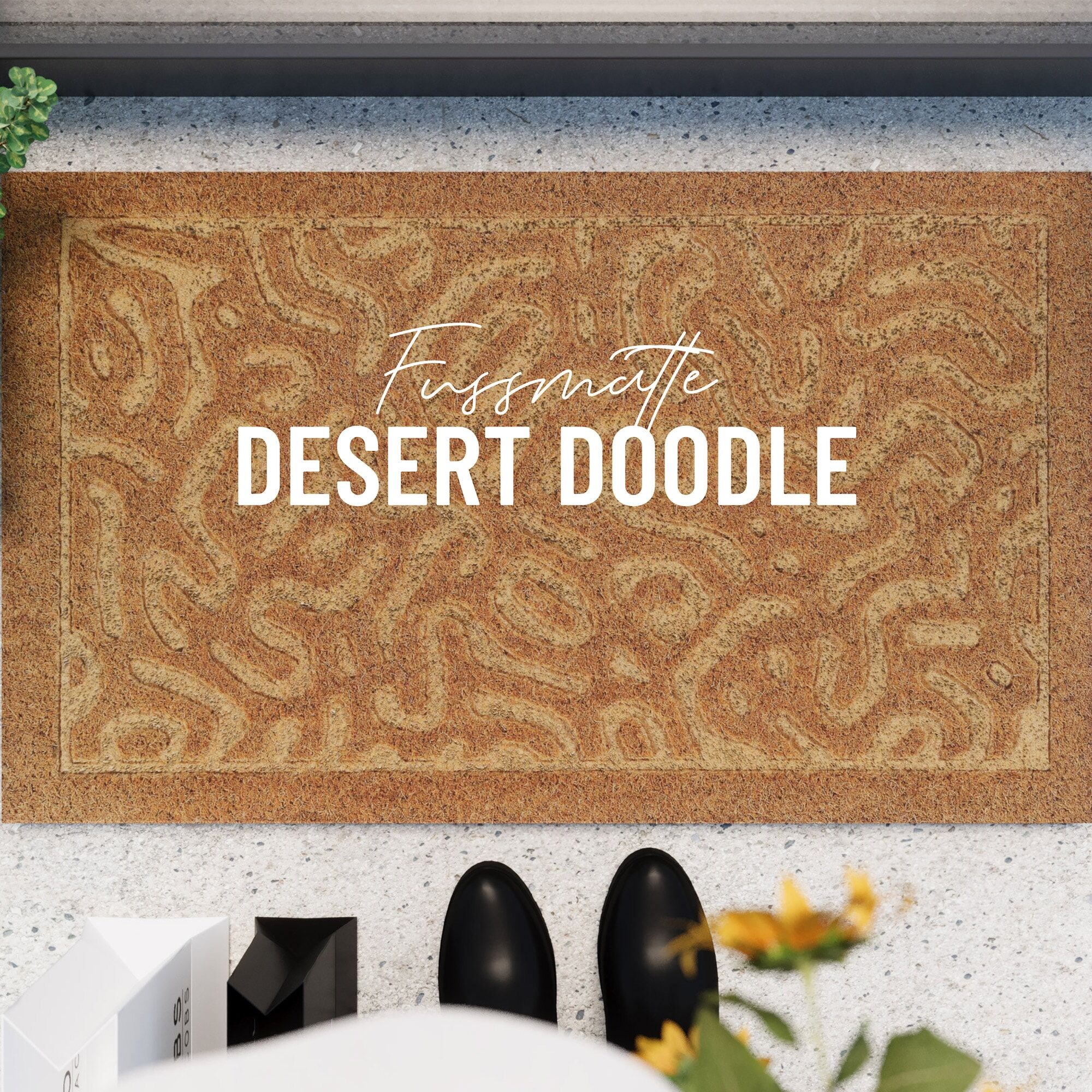 Fussmatte WECON HOME "Desert Doodle", beige (natur), B:40cm H:14mm L:60cm, Kokos, Teppiche, Fussmatte, Kokos, pflegeleicht, rutschfest, abstraktes Design, Schmutzfangmatte natur B : 40cm 1 Stk., 14mm, L: 60cm