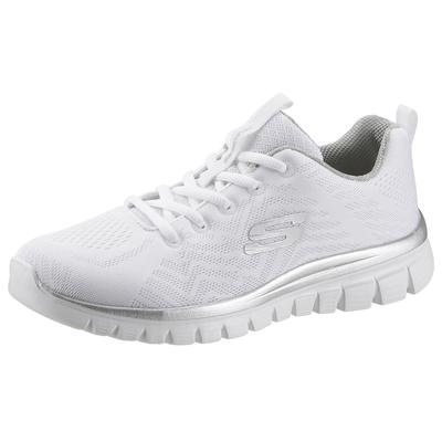 Sneaker SKECHERS "Graceful - Get Connected", Damen, Gr. 35, weiß, Textil, Schuhe Sneaker, Freizeitschuh, Halbschuh, Schnürschuh für die Maschinenwäsche geeignet, Topseller