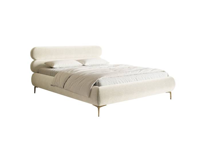 Polsterbett 160x200 cm Roule, cremefarbener Velours,
