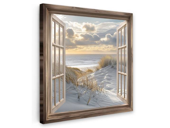 LEINWANDBILD Ausblick - Strand - Dünen - Meer - Natur Deko Groß 90x90 cm