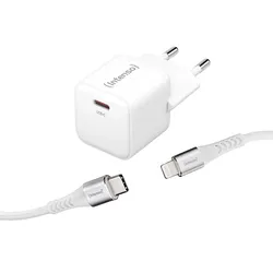 Intenso Power Adapter W30C GaN + C315L 1x USB-C + USB-C > L Kabel 30 W weiß 1,5m