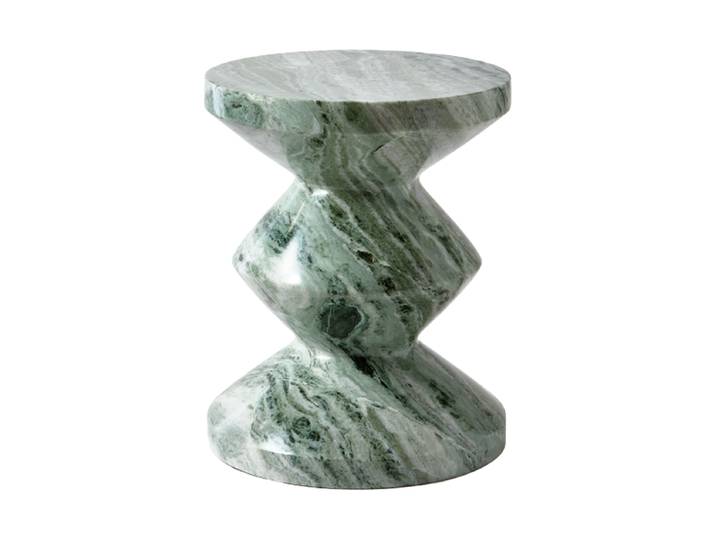 Massiver Design Hocker & Beistelltisch „Zig Zag“ aus Marmor Marmor Grün Pols Potten