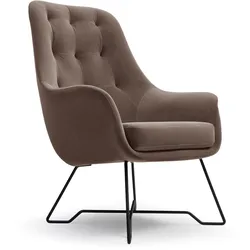 SESSEL SEDUTA, Modern Polstersessel Loungesessel, Velours-Stoff Braun