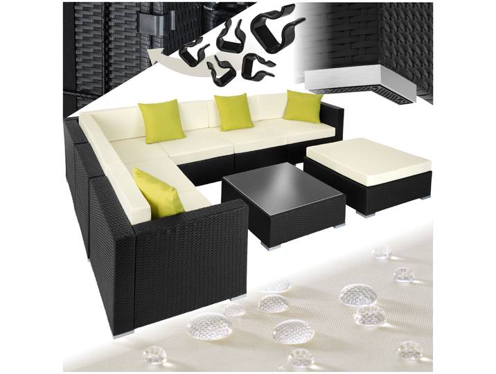 Rattan Lounge mit Aluminiumgestell Marbella - schwarz
