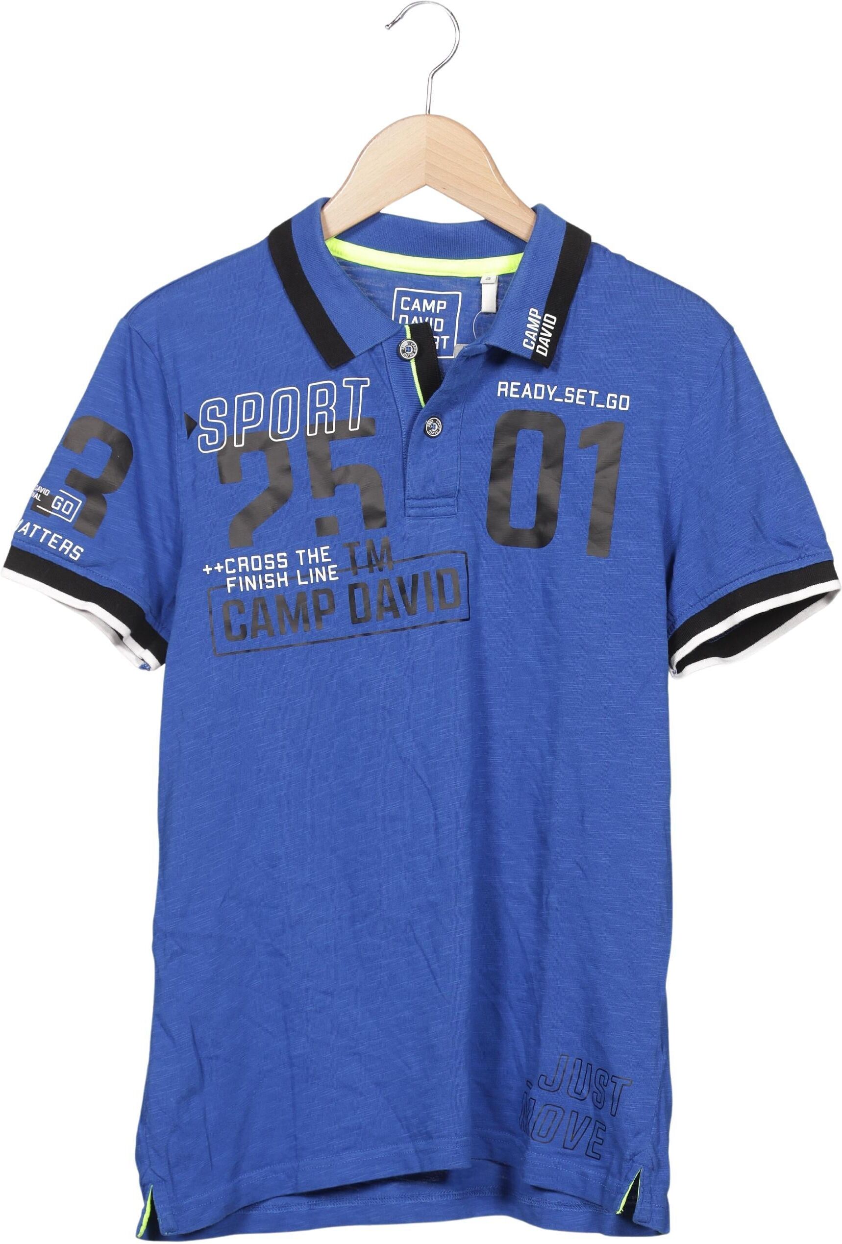 Camp David Herren Poloshirt, Blau, Gr. S, Baumwolle - Second Hand