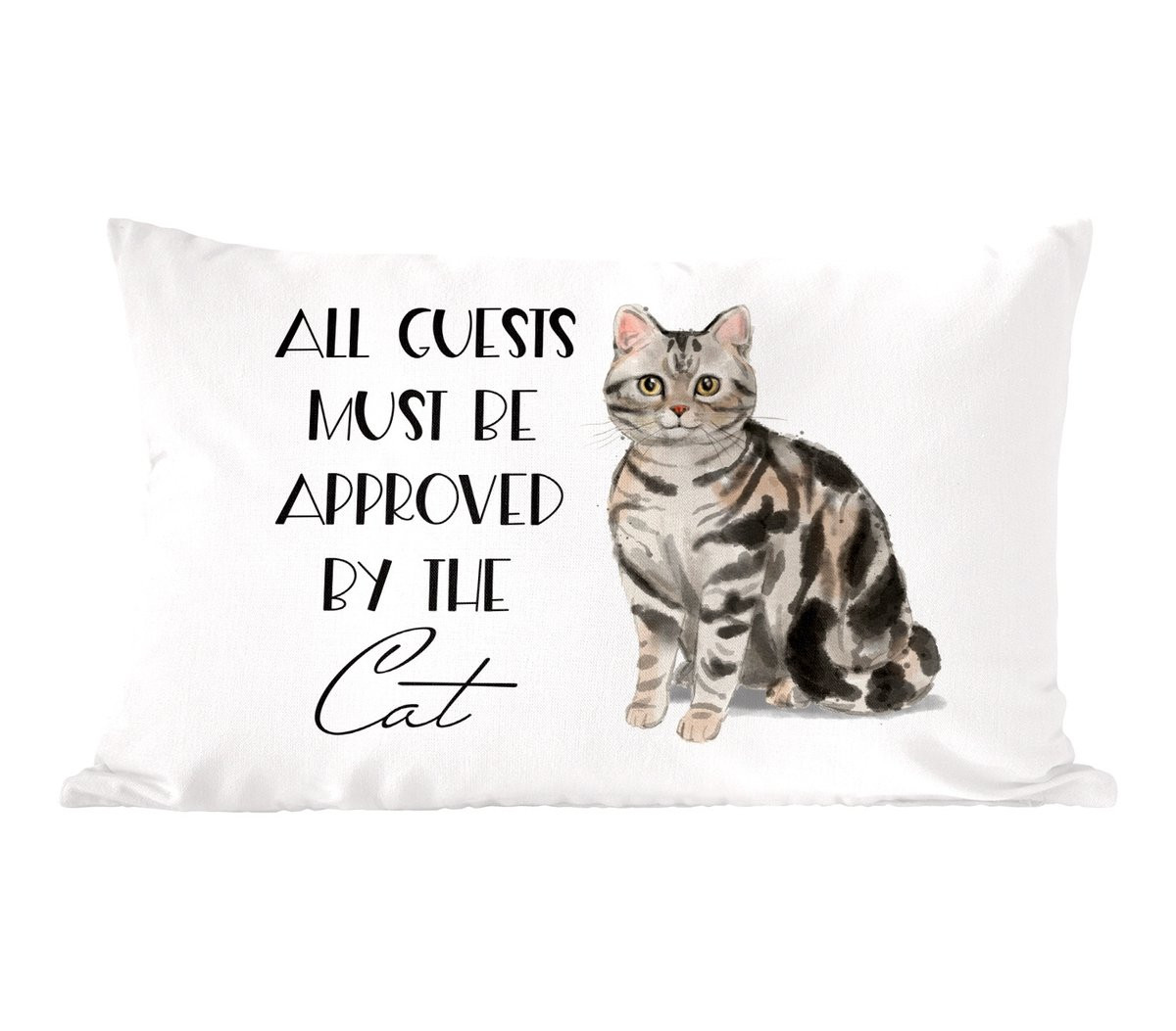 Sierkussen met kattenquote All guests must be approved by the cat - 50 x 30 cm