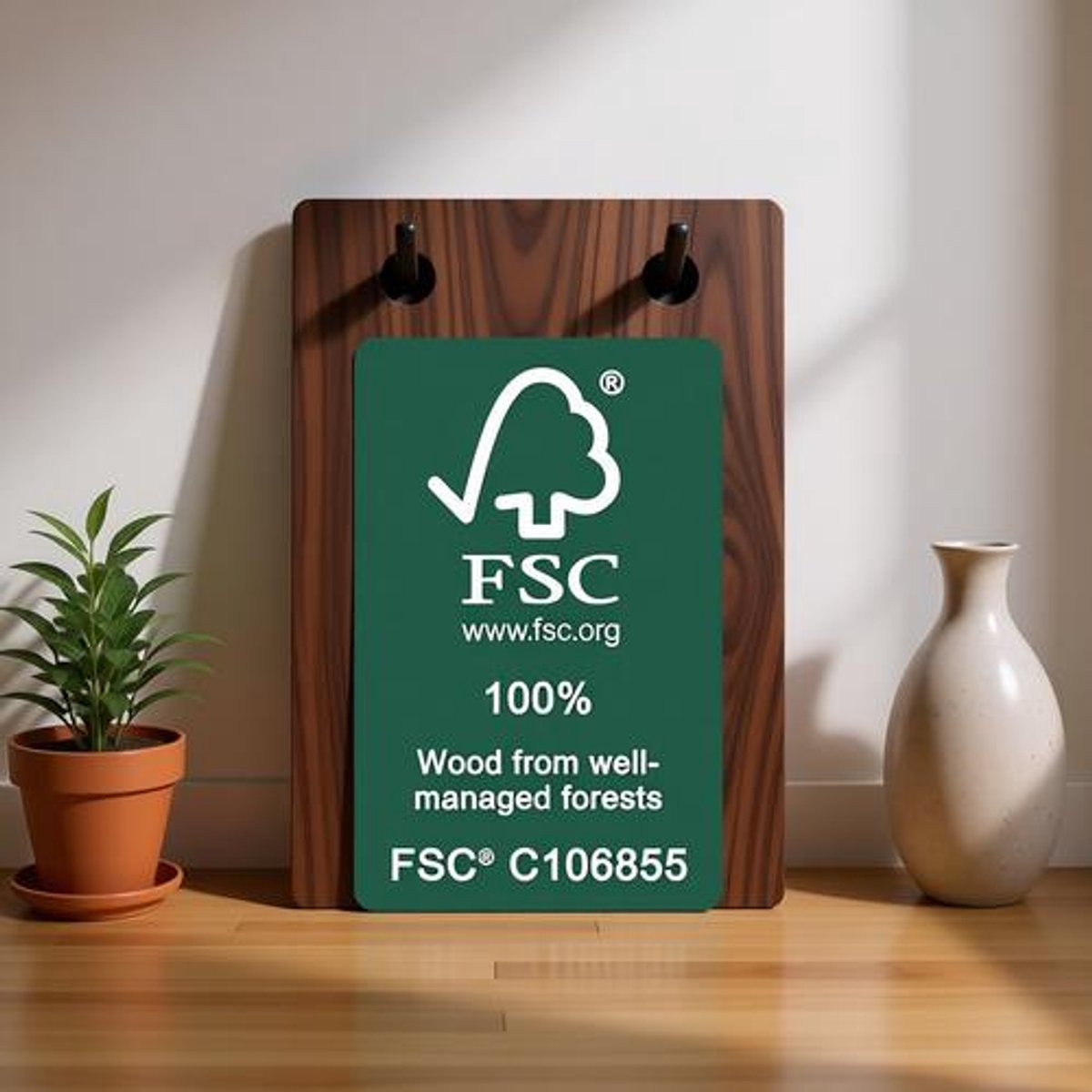 Ayona Wandkapstok Toke – Modern Houten Paneel met 5 Verborgen Haken – Walnoot