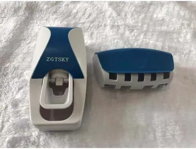 Combo Retail Shop Bathroom Accessories, Automatic Toothpaste Dispenser, Wall Mount Toothbrush Holder, Dust Proof Toothpaste Squeezer blue
