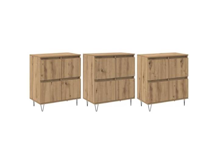 Kaorsrow Sideboard 3er Set Artisan-Eiche Kommode Beistellschrank 60cm Vielseitiges 3er Set Schränke in Artisan-Eiche Optik mit Haarnadelbeinen für Wohnzimmer, Esszimmer und Flur.