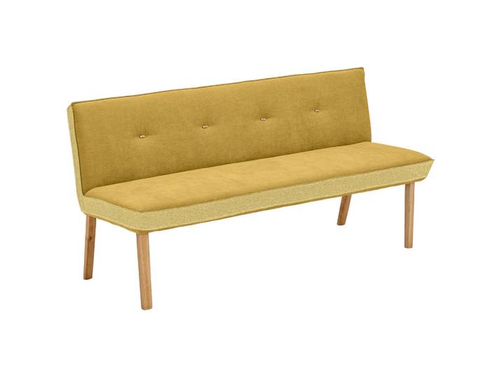 Linea Natura Sitzbank, Gelb, Holz, Textil, Eiche, vollmassiv, 157x88x63 cm, Esszimmer, Bank, Sitzbänke