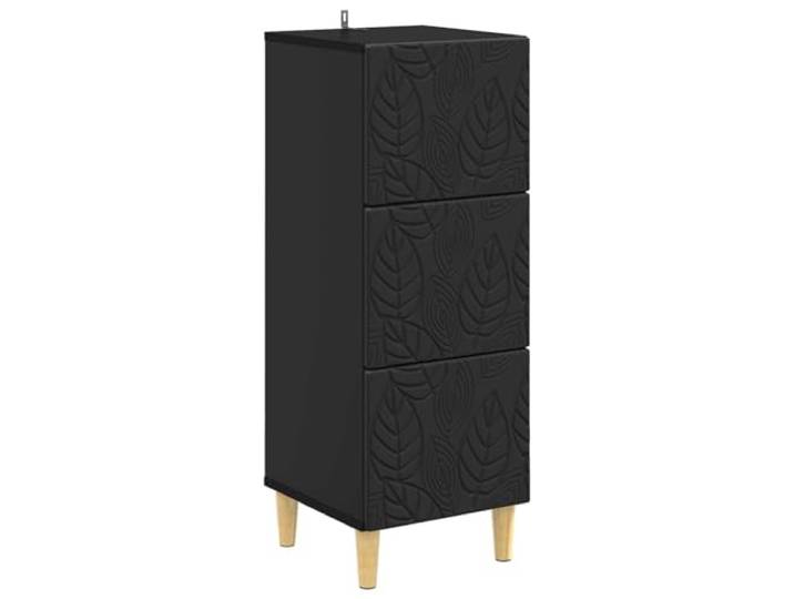 KDVXBCQJH Schubladenschrank Schwarz 33 x 34,5 x 90 cm Holzwerkstoff Schmaler Beistellschrank für Wohnzimmer und Flur mit stabilen Beinen aus Eukalyptusholz und pflegeleichter Oberfläche.