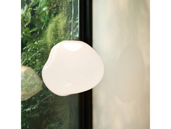 Melt Pendelleuchte Opal/Silver - Tom Dixon - Wohnzimmer - Design - Kunststoff - Mit Schirm