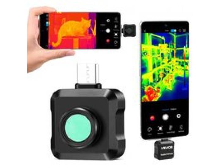 VEVOR Caméra Thermique pour Android Super Résolution TISR 320x240 Imageur Thermique Infrarouge Résolution 160x120 pour Smartphones et Tablettes, 25 Hz, -20 °C à 550 °C, avec 15 Palettes de Couleurs