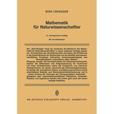 Mathematik für Naturwissenschaftler, Taschenbuch von H. Sirk, Steinkopff, 978-3-7985-0338-0