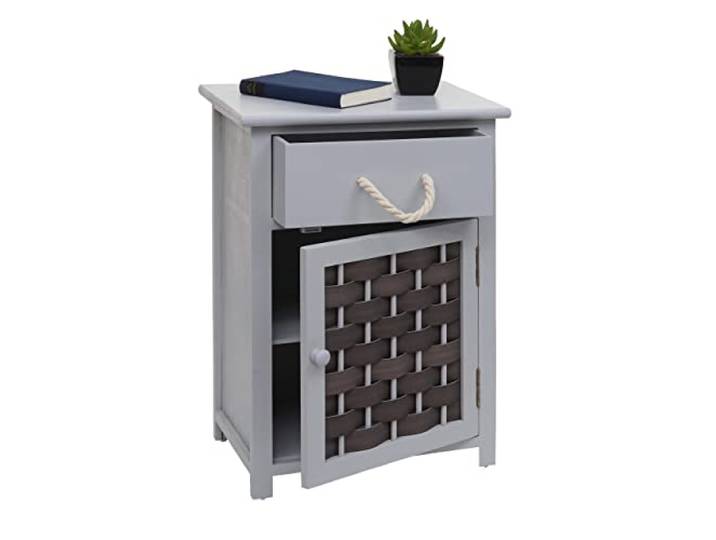 Mendler Kommode HWC-K83 Holz - grau, Polyrattan dunkelgrau