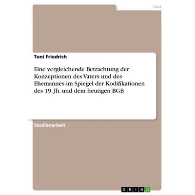 Eine vergleichende Betrachtung der Konzeptionen des Vaters und des Ehemannes im Spiegel der Kodifikationen des 19. Jh. und dem heutigen BGB,