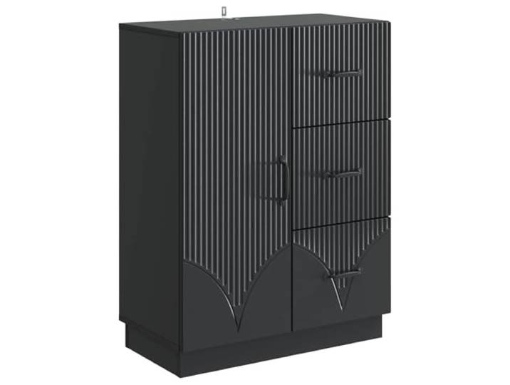 TEKGHUT Sideboard Schwarz 66 x 34,5 x 87 cm Holzwerkstoff Schlankes Design, Fächer und Schubladen, große Regale, einfache Montage, pflegeleicht