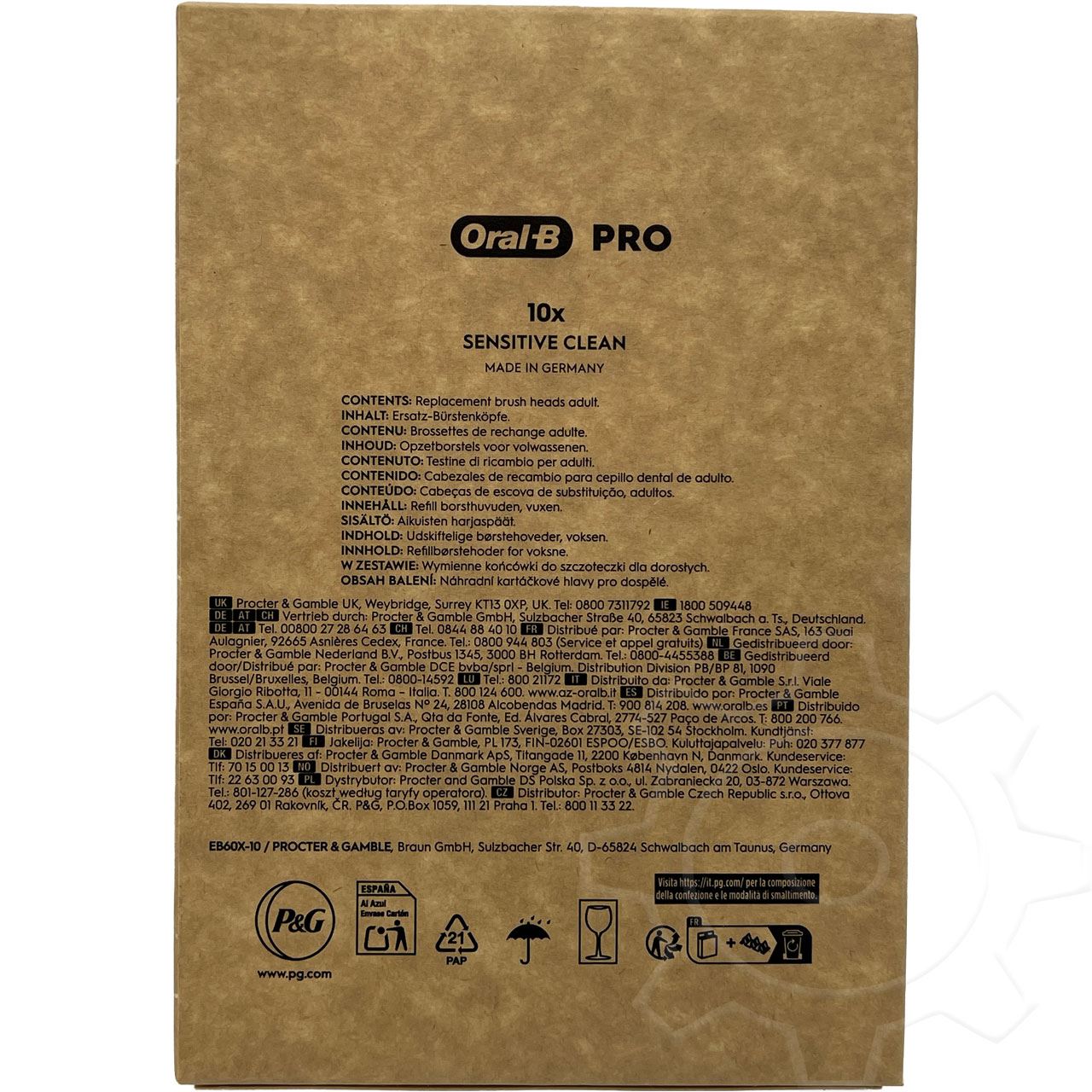 Oral-B Pro Sensitive Clean Aufsteckbürsten 10 (weiß, Frustfreie Umverpackung)
