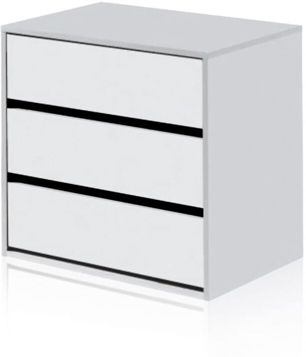 duehome Cajonera versátil de 3 cajones 60x57 cm melamina blanco artik