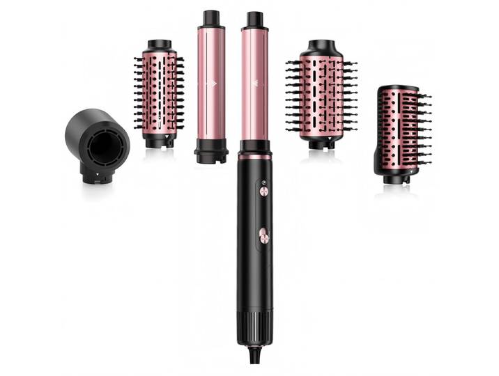 Nicebay Sèche-cheveux à brosse sans balais 110 000 tr/min, 5 fonctions multi-styler pour séchage rapide, bouclage, volume et lissage, brosse soufflante à haute vitesse pour tous les types de cheveux