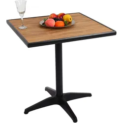 Gartentisch MCW-J95, Balkontisch Bistrotisch, Gastronomie Outdoor-Beschichtung Alu Holzoptik ~ schwarz, teak braun