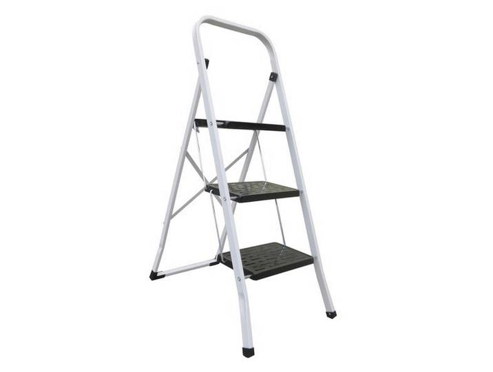 Spirella Klapptrittleiter, Schwarz, Weiß, Metall, Kunststoff, 71x105x46 cm, rutschfeste Stufen, standsicher, Haushalt & Reinigung, Leitern