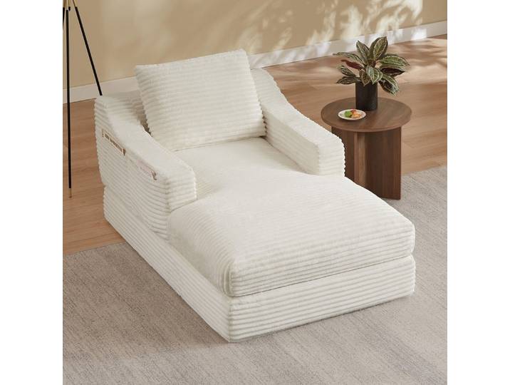 STILVORA Schlafsofa Einzelsessel Lazy Sofas Chaiselongue aus Cord, Cordstoff, wandelbar zum Bett, doppellagig und weich gepolstert, Für Wohnzimmer, Schlafzimmer, Ruheraum und kleine Wohnungen