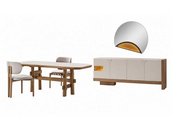 JVmoebel Esszimmer-Set Esszimmer Set Esstisch + 2 Stühle Design Luxuriös, (5-St), Made in Europa