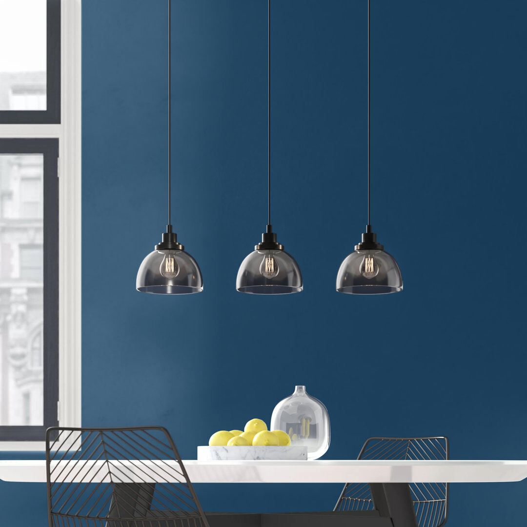 Hykkon Jaheim 3 - Light Matte Black Kitchen Island Pendant Matte Black 20cm H X 90.5cm W X 20.5cm D