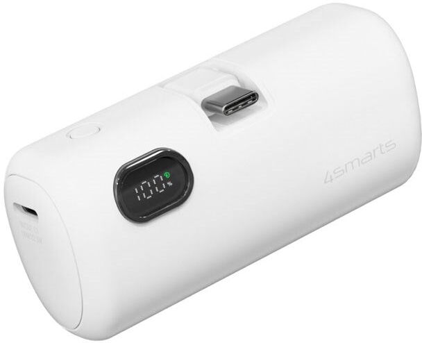 4smarts PicoFold 5000mAh Powerbank 22.5W - USB-C Tilkobling - Hvid