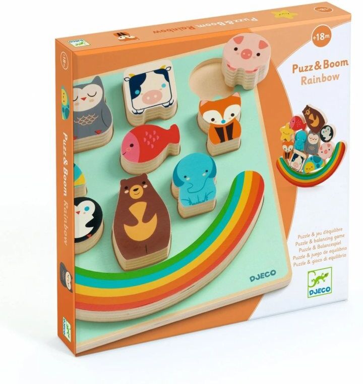 DJECO Puzz & Boom Rainbow jeu d’équilibre 18m+ 1 pcs