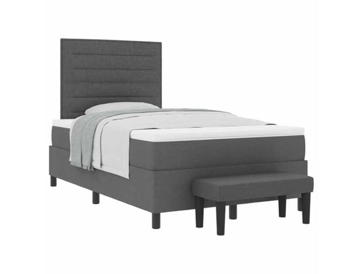 KKgypkn Boxspringbett Stoff Dunkelgrau 120 x 200 cm mit verstellbarem Kopfteil und mittelfester Matratze