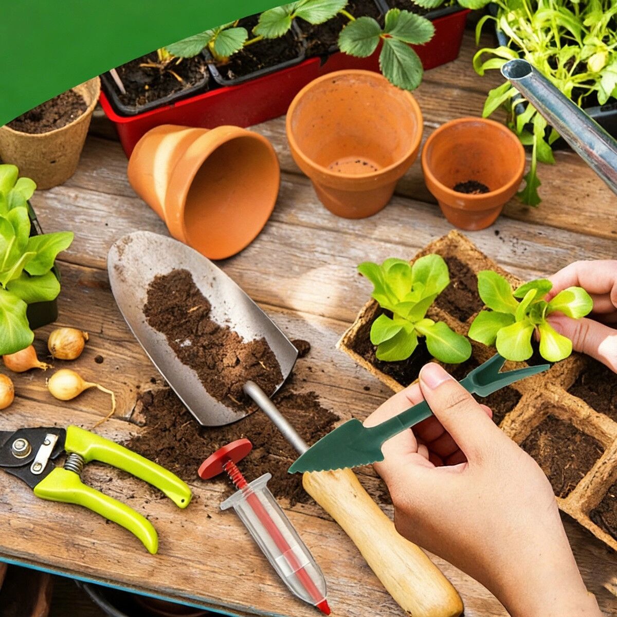 INF Mini semoir 6 pièces – Semoir manuel de jardin en ABS avec distributeur de graines 5 vitesses pour semis précis Rouge