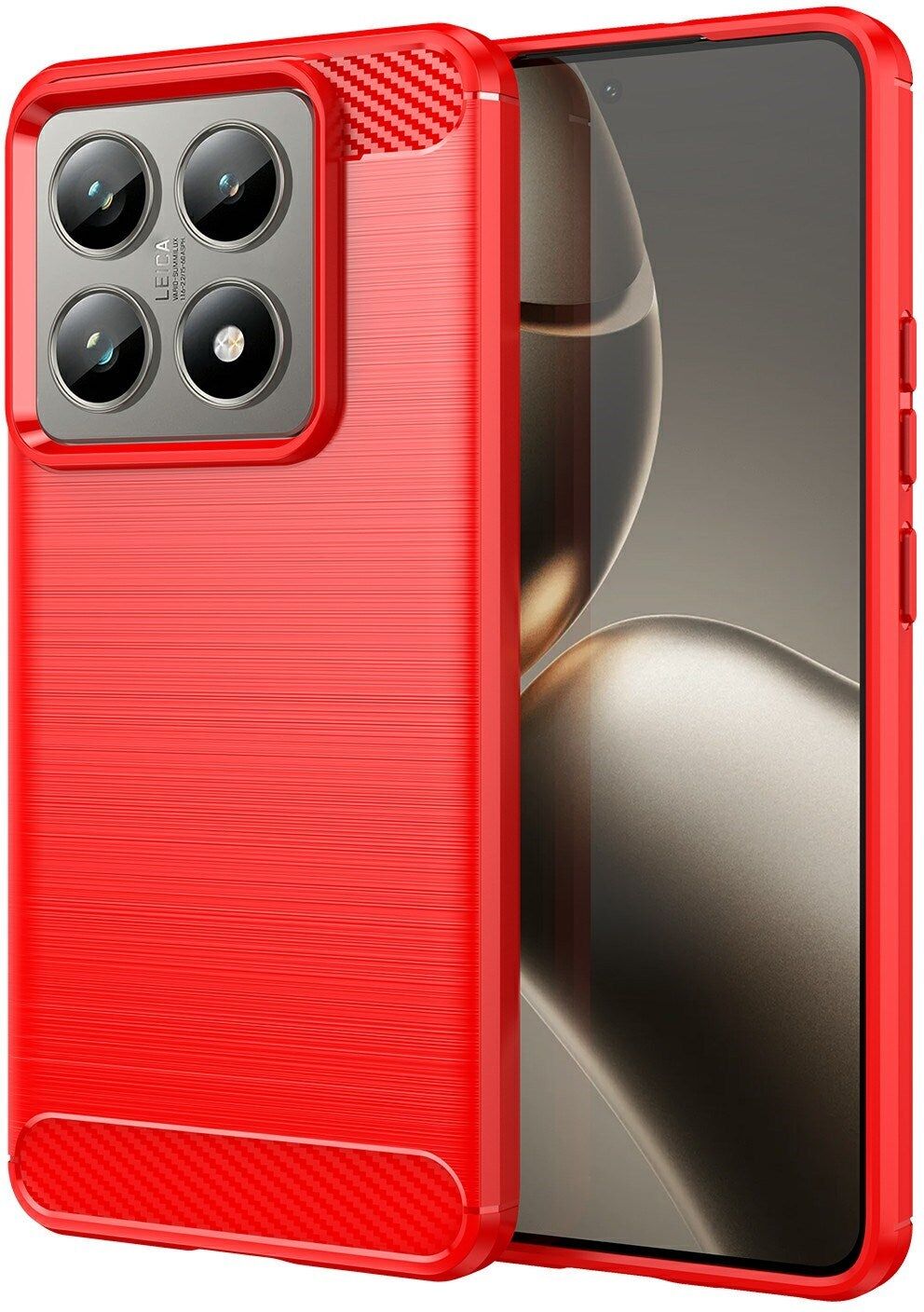 EIDERWOOD Xiaomi 14t/14T Pro Cover - Carbon Fiber Texture - Rød